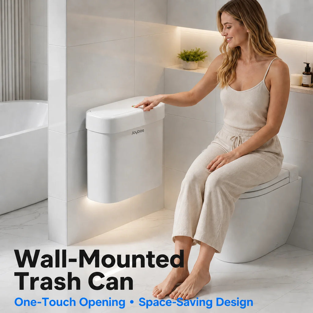 Hanging or Floor Standing Slim Garbage Bin for Bathroom Kitchen Cabinet, Odor-Blocking Narrow Wastebasket