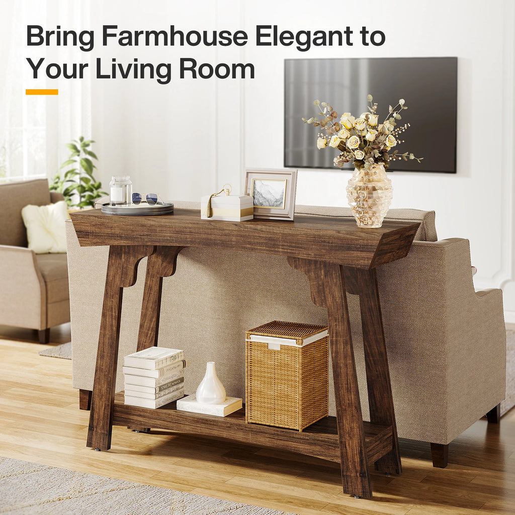 farmhouse 41.3" Wood Console Table, 2-Tier Entryway Table with Storage Shelf