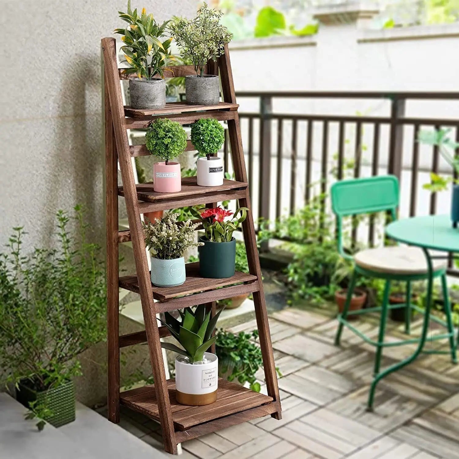 4 Tier wooden Ladder Shelf