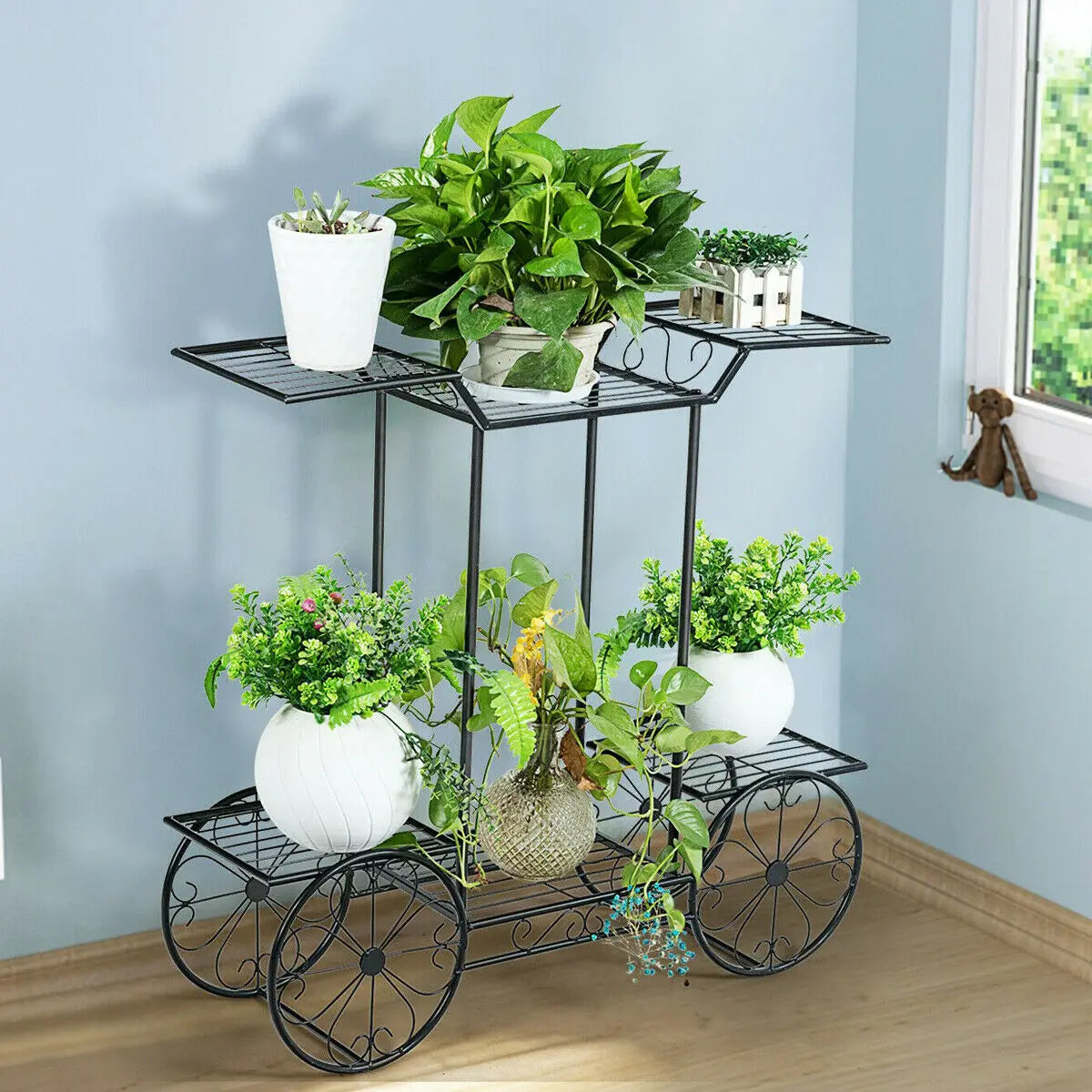 6 Tier Garden Cart Plant Holder Wrought Iron