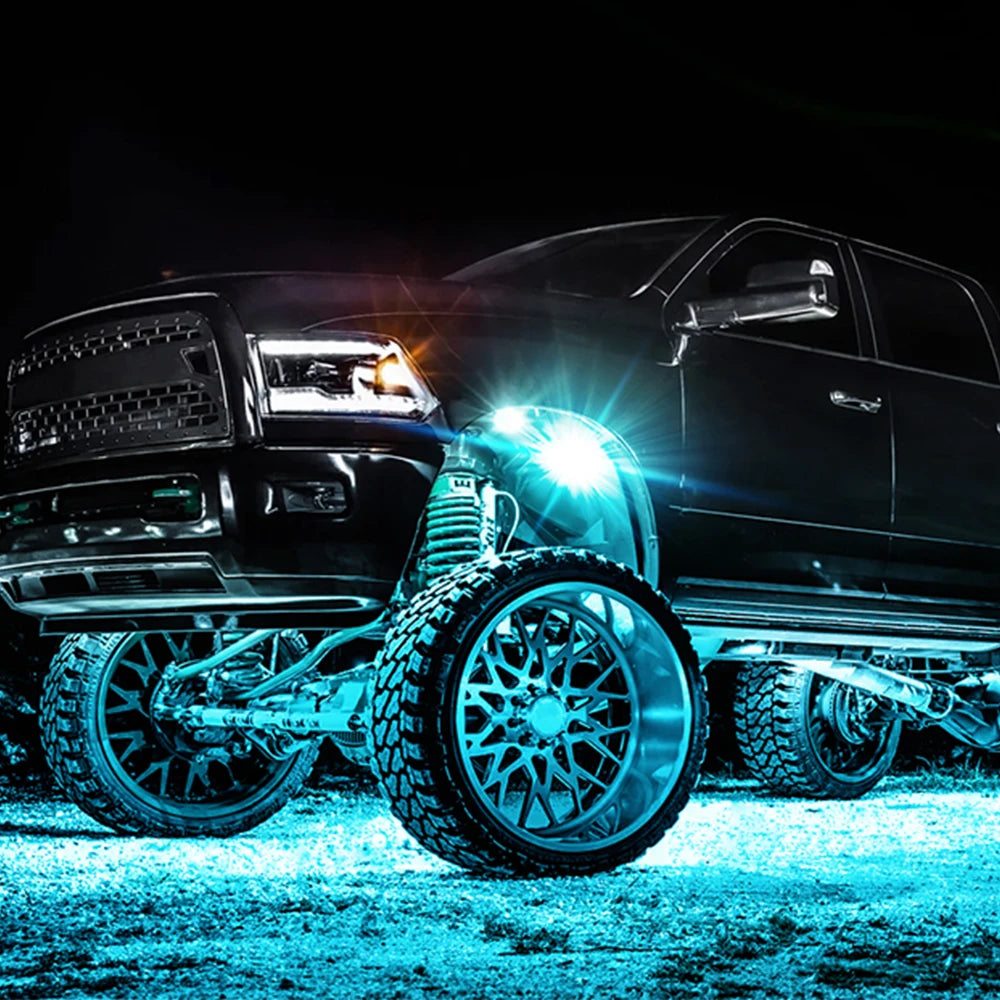 Underglow Rock Lights 8 /12 Pods Led Multi Color App Remote Control  Music Mode  Well For Pickup ATV RZR UTV Chassis Light