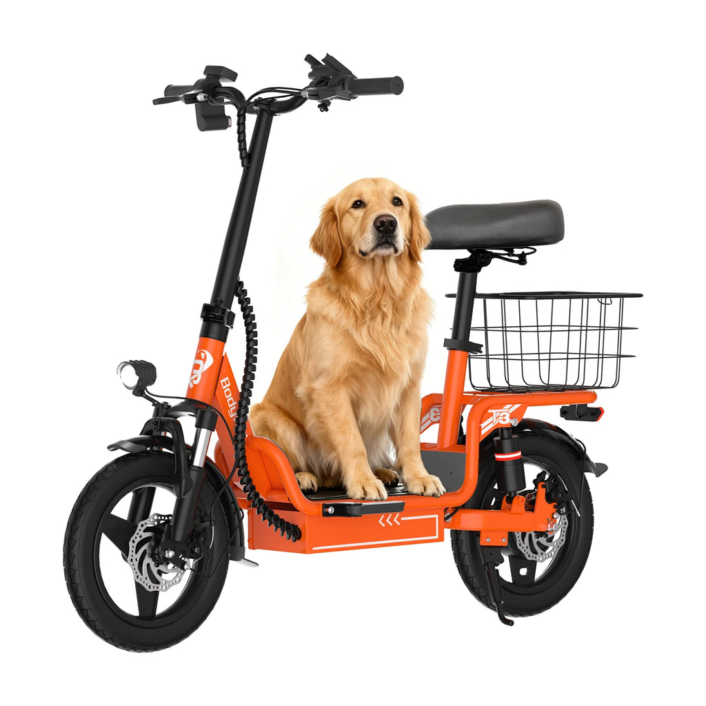 Electric Bike for Adults, 14“ Foldable E bike with seat 48V 10.4AH Battery