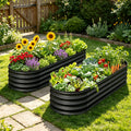2 Pack 4.5x2x1FT Oval Raised Garden Bed, Galvanized Metal Planter Box, Open Bottom For Vegetables Flowers