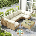 Patio Furniture Set, Large 7 Piece Wicker Outdoor with Coffee Table,