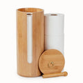Bamboo Toilet Paper Storage with Dual-Use Lid, Freestanding