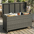125 Gallon Waterproof PE Rattan Wicker Storage Chest With Wheels And Handles Large Capacity Patio Organizer