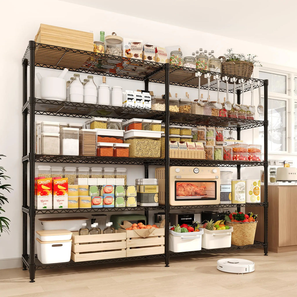 5-Tier Heavy Duty Wire Rack Shelving Unit for Garage Kitchen Storage, 15.7"D x 71"W x 70.5"H Adjustable Shelf for Basement & Pantry Room