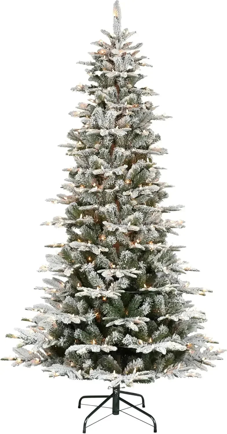 6.5 Foot Pre-Lit Slim Flocked Aspen Fir Artificial Christmas Tree with 350 Clear Lights
