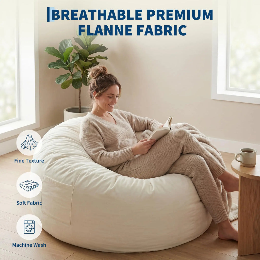 4 In 1 Convertible Bean Bag Bed, Memory Foam Floor Sofa, Flannel Cover With Inner Liner For Home
