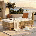 Rattan Outdoor Sectional Sofa with Acacia Wood Coffee Table
