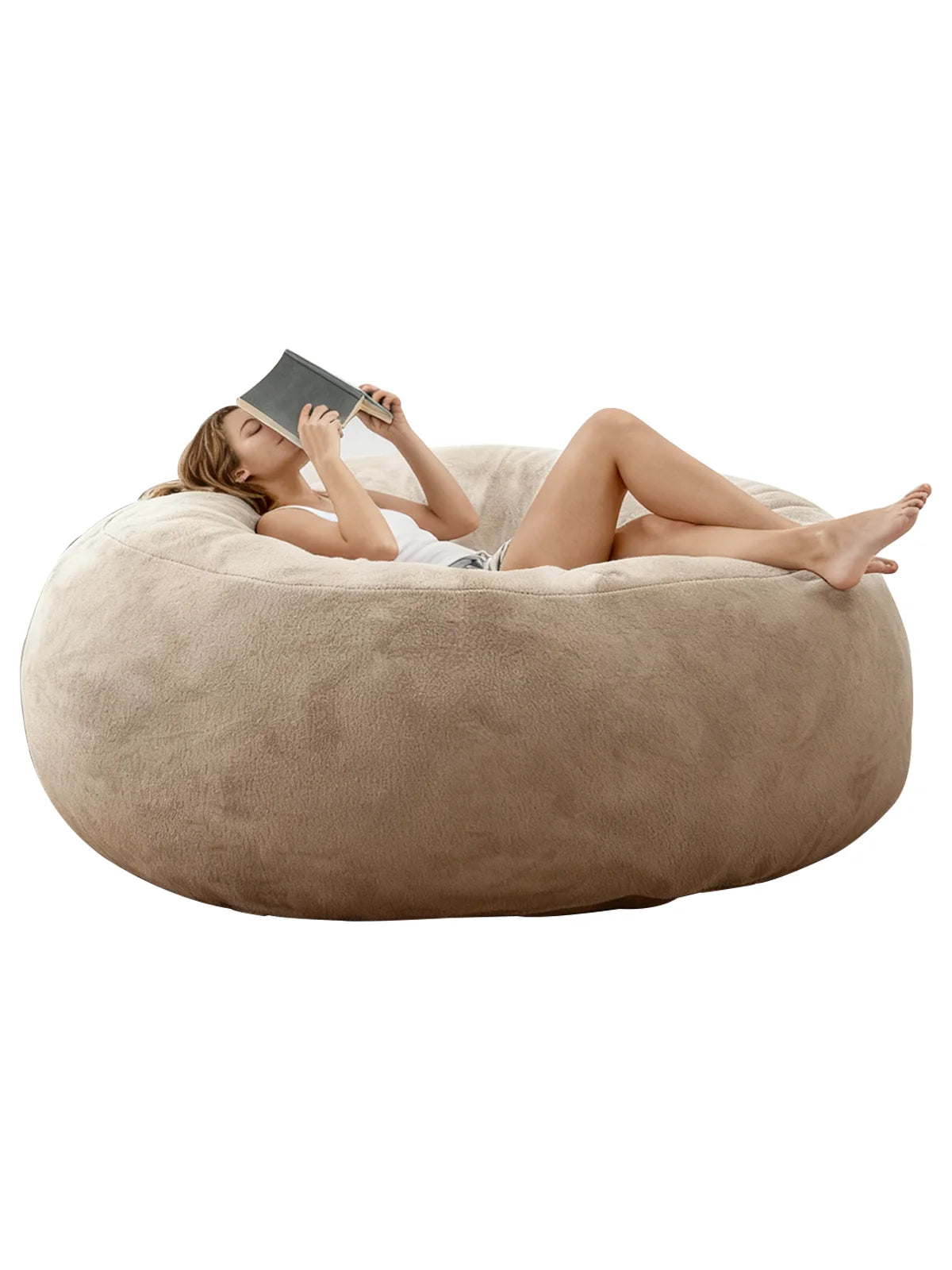 adult beanbag chair with padded beanbag inside, memory foam chair, soft flannel washable cover, ideal reading seat for bedrooms and dorms.