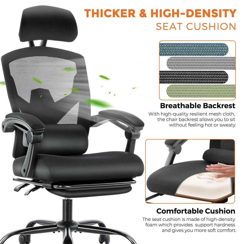 High Back Ergonomic Reclining Gaming Office Chair with Lumbar Support Pillow Mesh Swivel Rolling Rocking