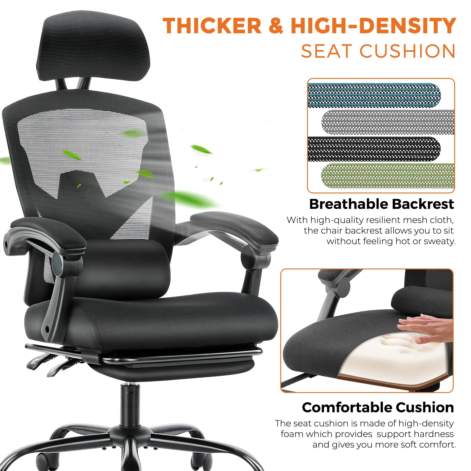 High Back Ergonomic Reclining Gaming Office Chair with Lumbar Support Pillow Mesh Swivel Rolling Rocking