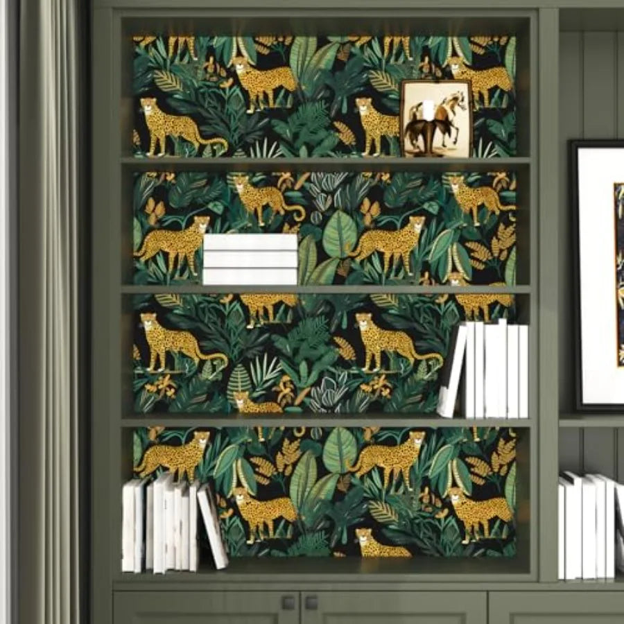 Vintage Contact Paper, Dark Animal Floral Wall Paper, Waterproof Self Adhesive Removable Vinyl