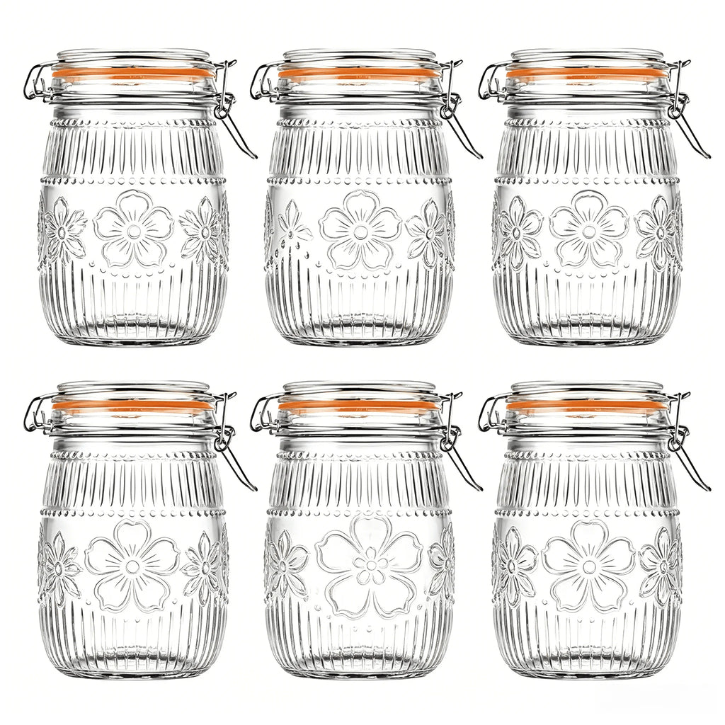 Wide Mouth Mason Jars 32 Oz 6 Pack Airtight Glass Canister for Kitchen Pantry Coffee Sugar