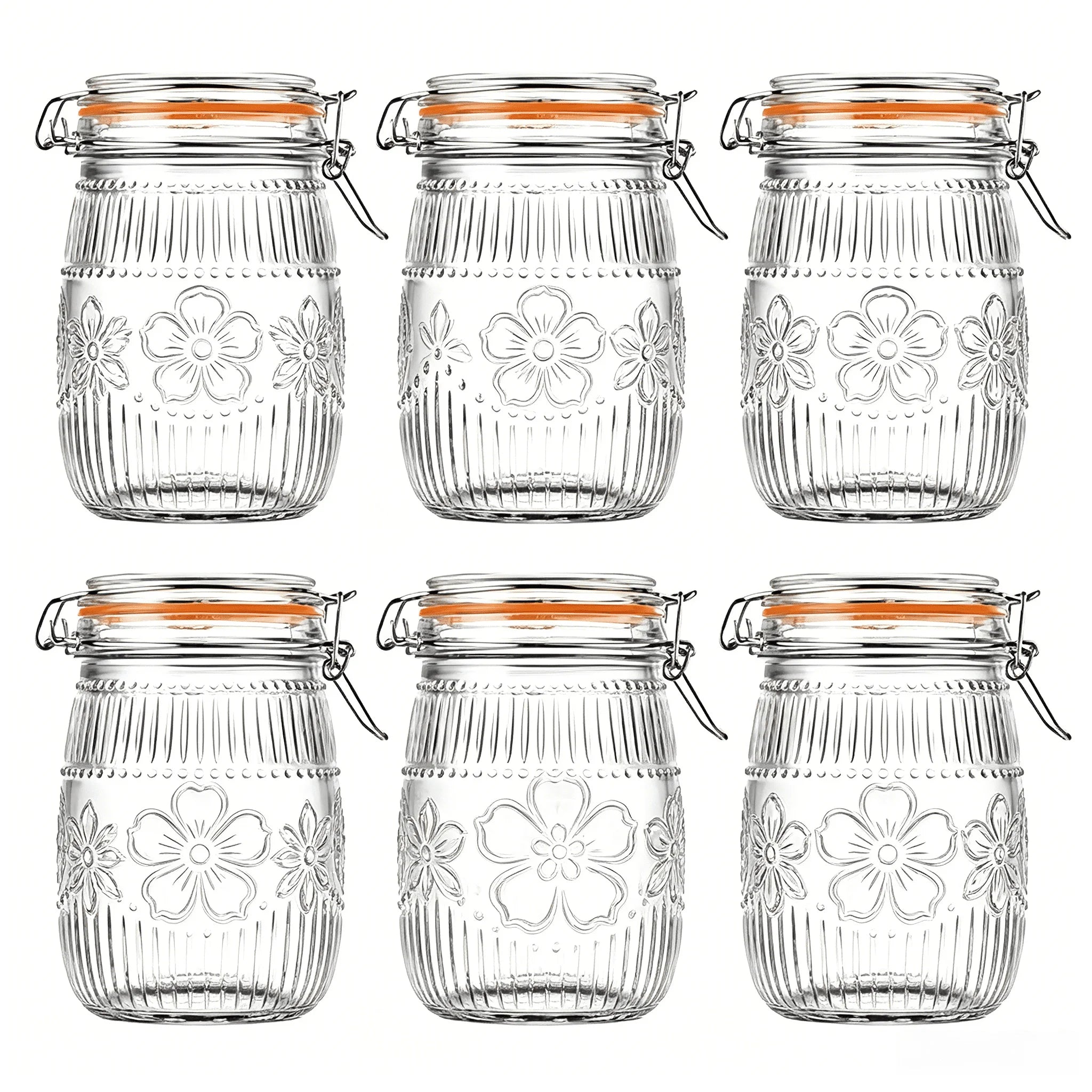 Wide Mouth Mason Jars 32 Oz 6 Pack Airtight Glass Canister for Kitchen Pantry Coffee Sugar