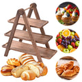 2Pcs Wooden Serving Platter 3 Tier