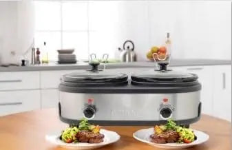 Double Slow Cooker 2.5 Quart Crock each, 5.0 Quart Total