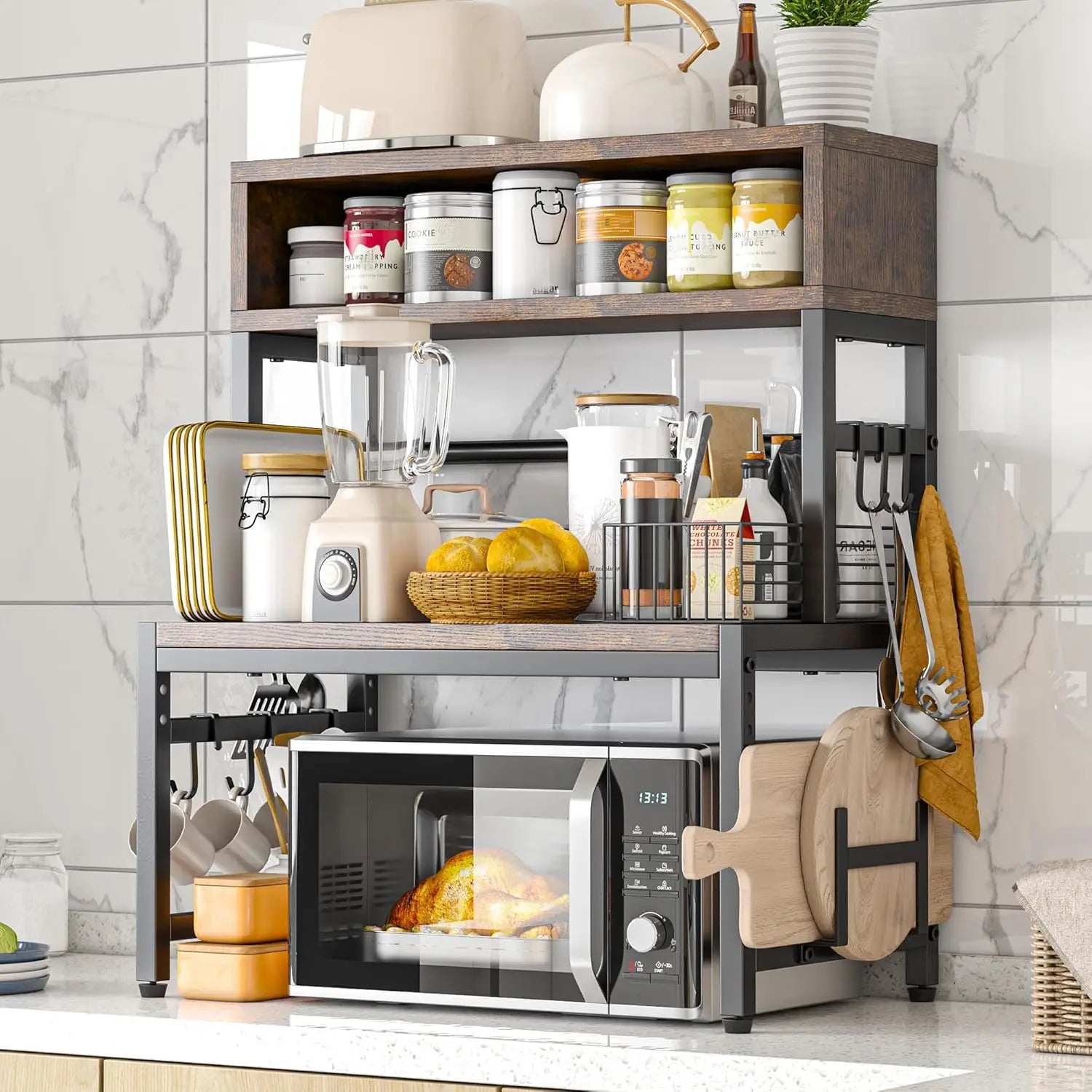 4-Tier Microwave Stand Brown 205LB