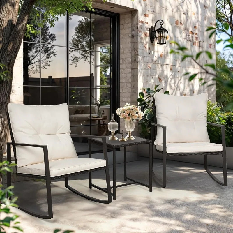 3 Piece Outdoor Rocking Bistro Set