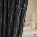 4 Panels 100% Blackout Curtains Silver Wave Foil Pattern Grommet Top