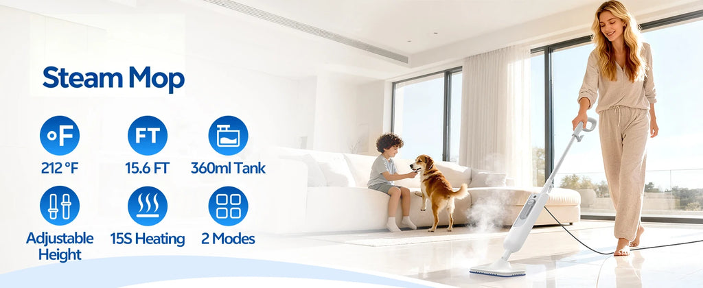 Vastorm F2 Steam Mop Detachable 6-in-1 High-Temperature Steam Cleaner Powerful Scrubbing Steam Vacmop for Kitchen Hardwood Floor Marble Floor Carpet