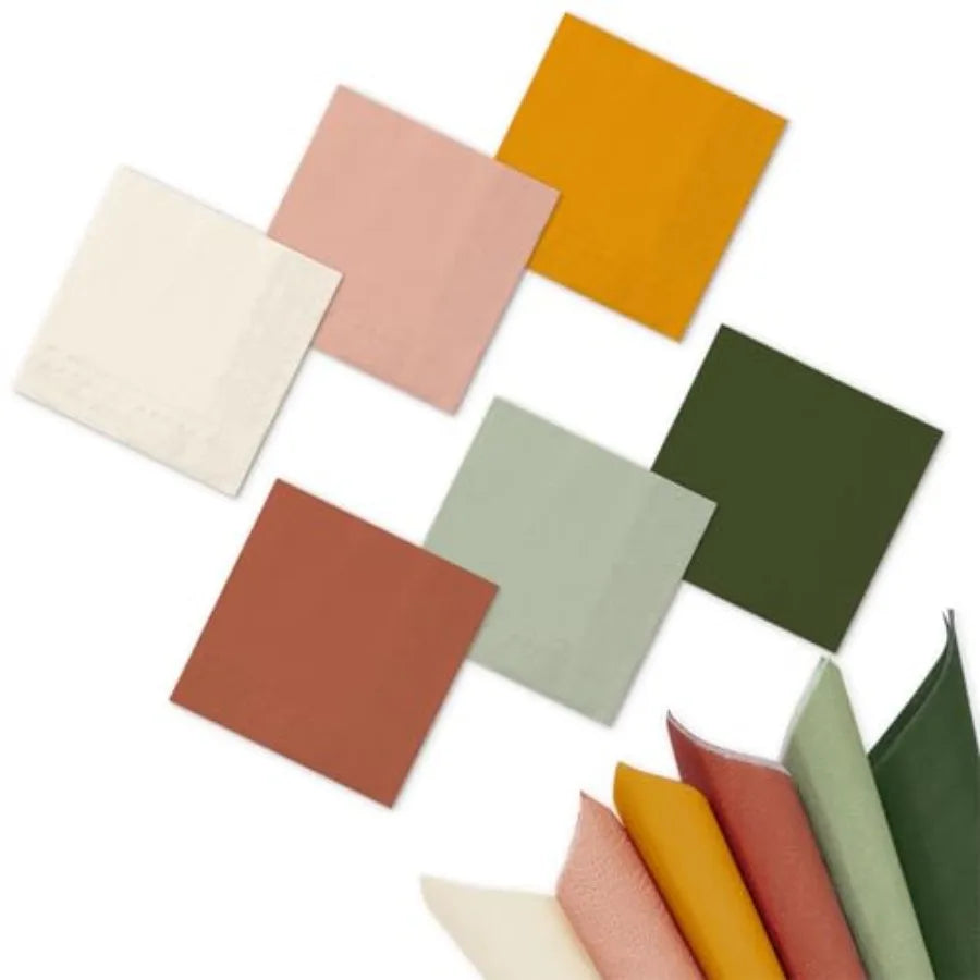 120 Sheet Modern Boho Cocktail Napkin 6 Colors 2 Ply Sage Green Pink Orange Brown