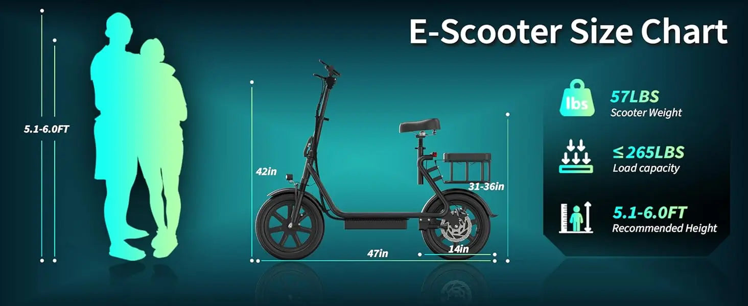 Electric Scooter for Adults, 14" Tires, 22Mph Max Speed, 500W Motor, 28 Miles Max Range, Folding E-Scooter with Dual Suspension