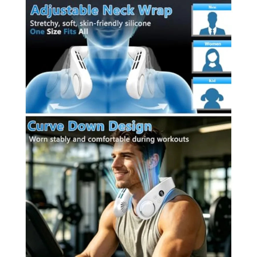 Neck Fan with Cooling Plate-24H Quiet Powerful Fans that Blow Cold Air-5 Speed and Power LED Display