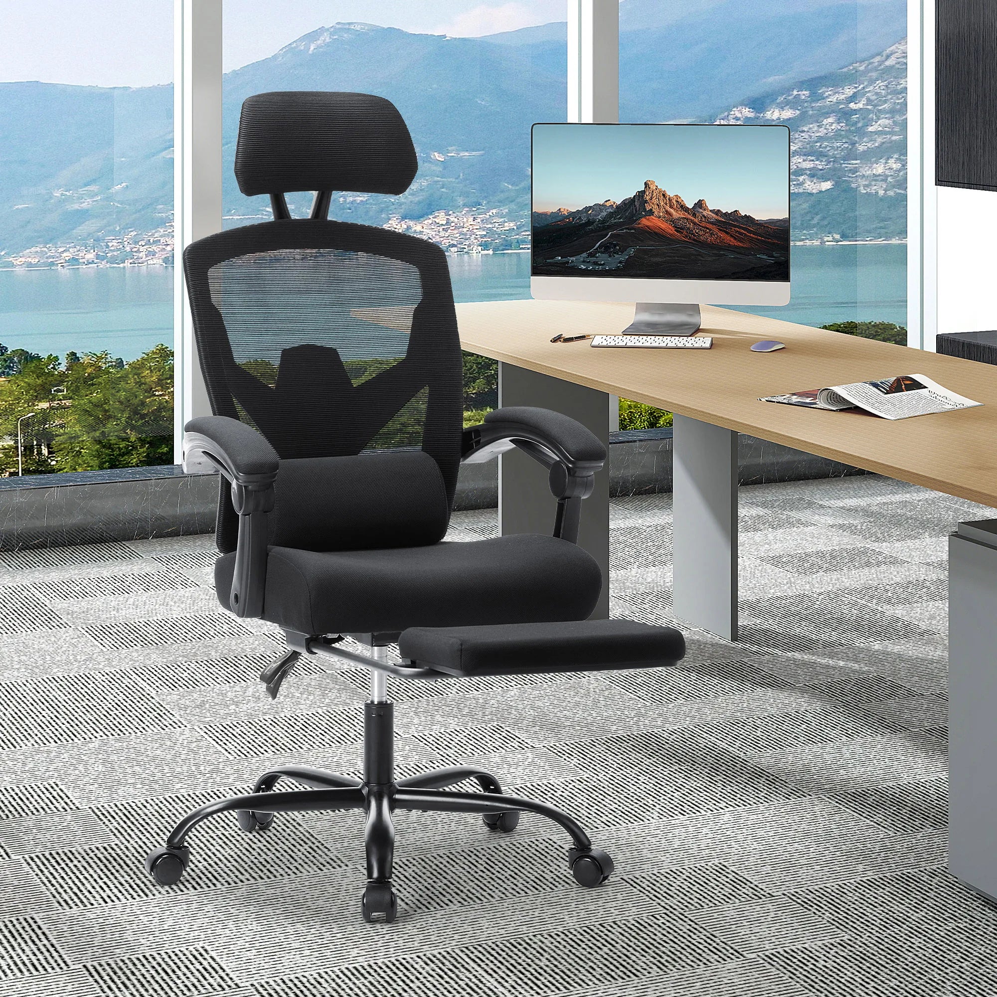 High Back Ergonomic Reclining Gaming Office Chair with Lumbar Support Pillow Mesh Swivel Rolling Rocking