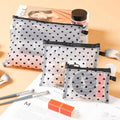 4-Piece Heart Printed Mesh Makeup Bag Set, Portable Travel Mesh Cosmetic Bags Toiletry Bags Makeup Purse Bags Mesh Zipper Storage