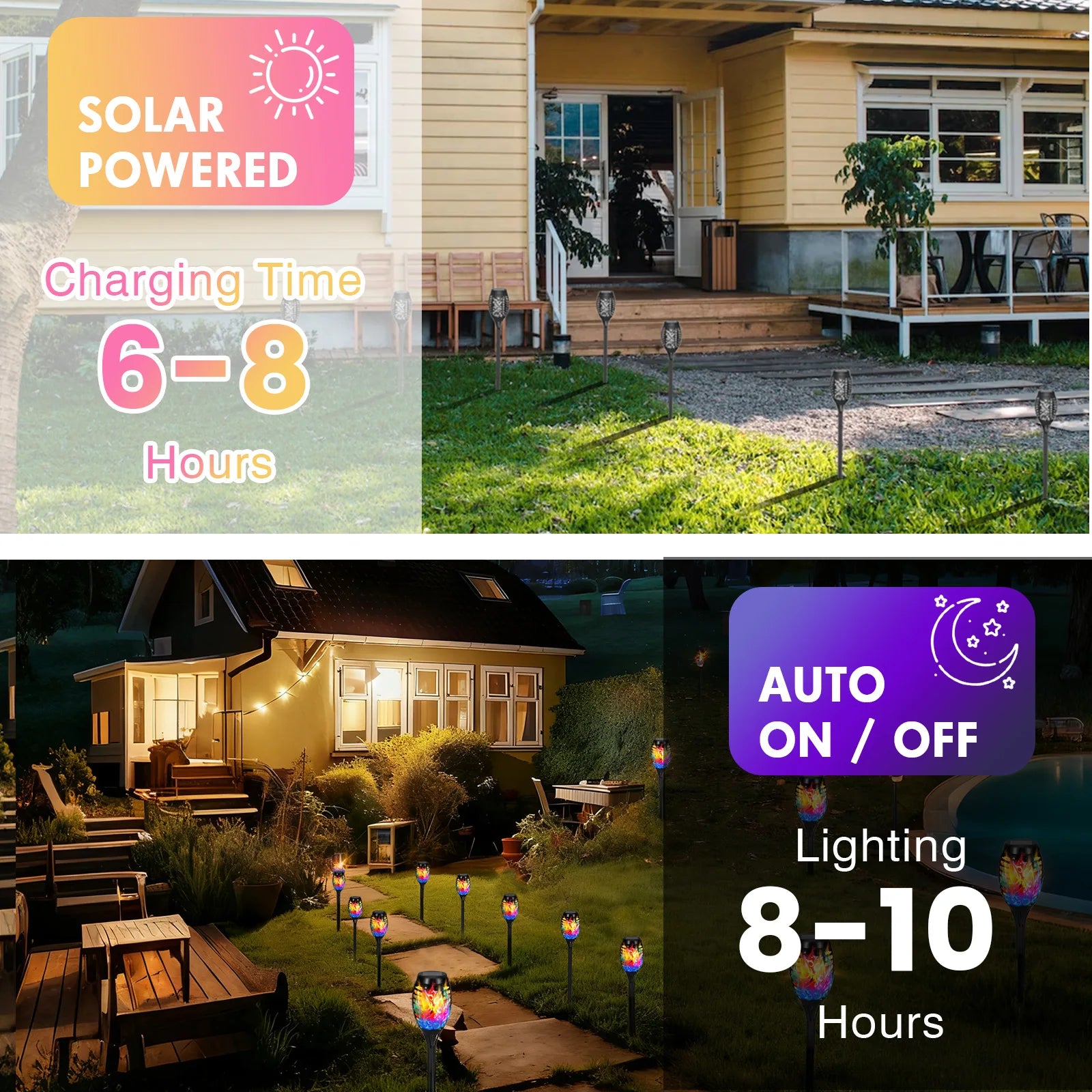 20-Inch Colorful Solar Torch Lights Flame Lamp 12 LED Waterproof Outdoor Decorative Lighting for Garden Yard Patio Pathway
