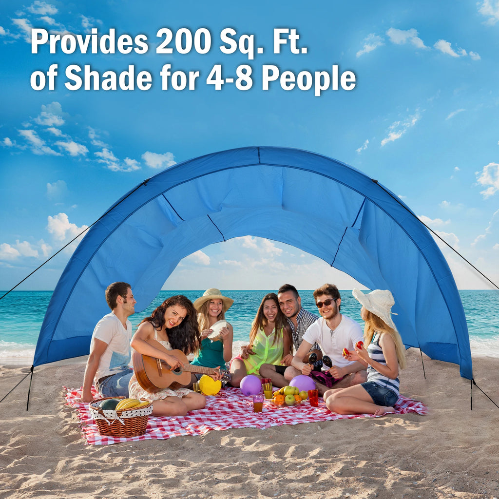 Beach Canopy - Covers Up to 8 People, 200 Sq. Ft. of Shade, Sets Up in 3 Minutes, Lightweight, Compact, Wind Assist Included