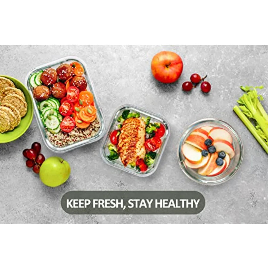 24-Piece Glass Food Storage Containers with Upgraded Snap Locking Lids