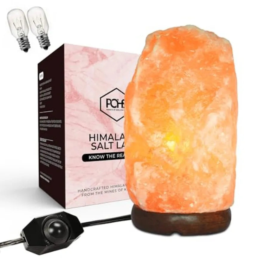 10 12 Inch Tall, 11 15 lbs Himalayan Pink Salt Lamp 100% Authentic Natural Hand-Carved Crystal Rock Salt Lamp with Wooden Base,