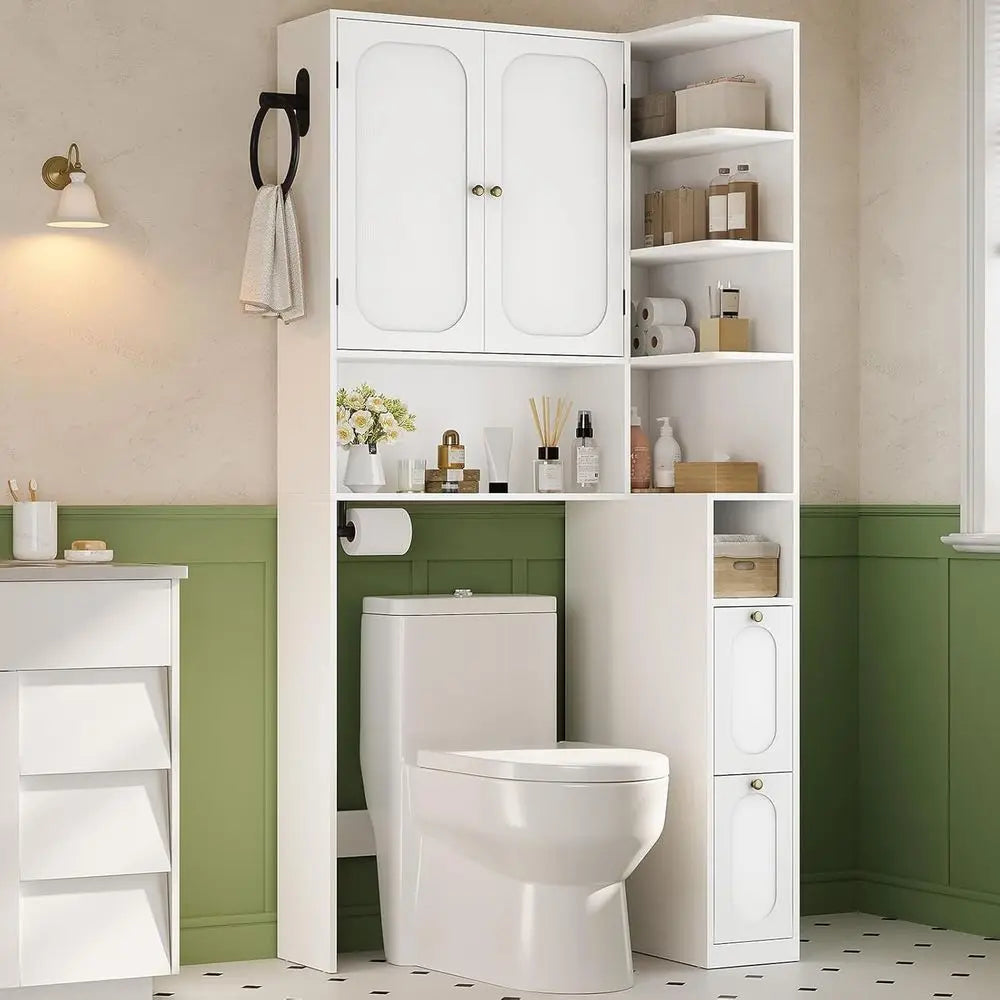 7-Tier L-Shaped Over the Toilet Storage Cabinet