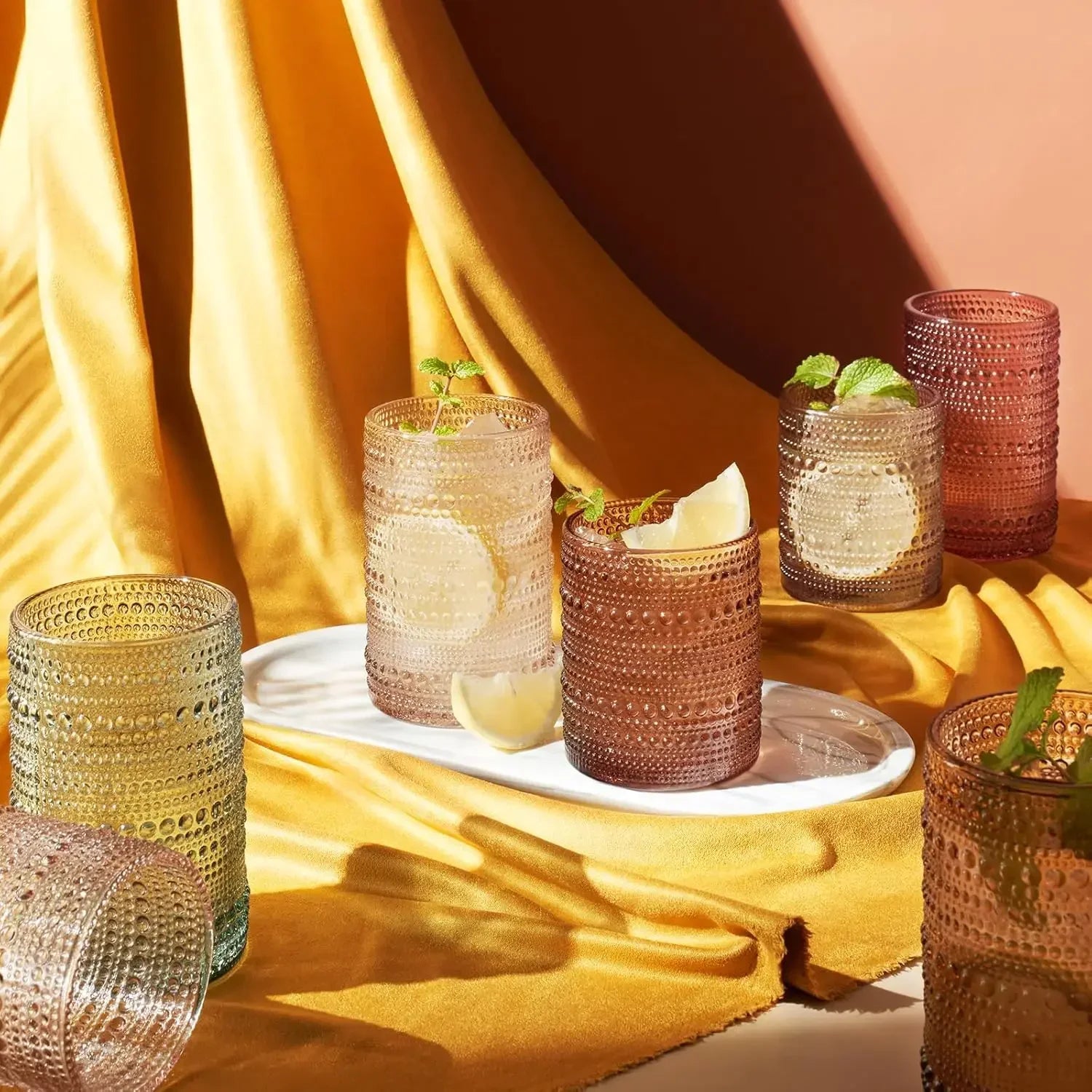 Beaded Highball Drinking Glasses | Set of 12 |