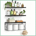 Floating Bathroom Shelves Set of 3 - Wall Mounted Wooden Shelf for Over Toilet Storage