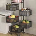 5 Tier, Metal Fruit Vegetable Storage Basket Multi-Layer Vegetable Rack Storage Trolley On Wheels