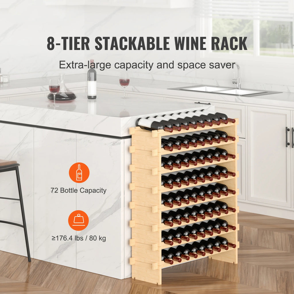 48/72 bamboo free standing wine rack