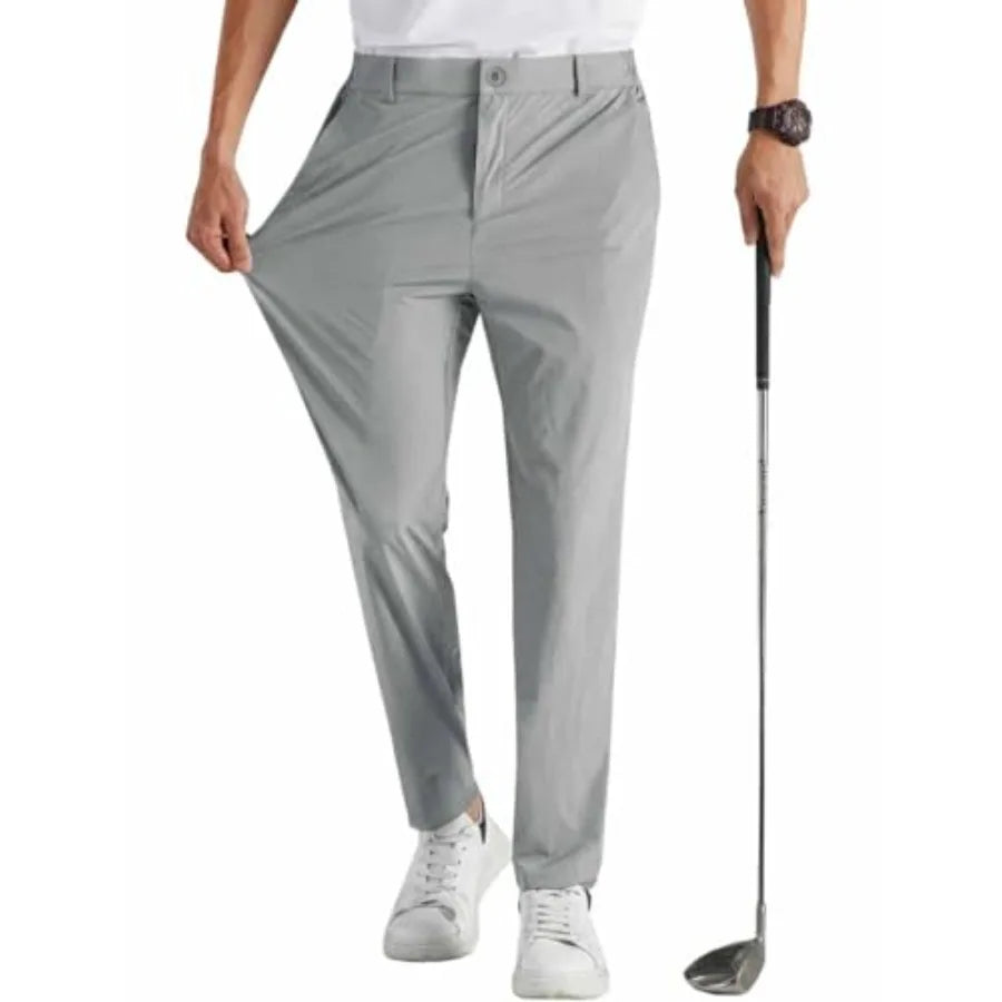 Casual Slim Fit Cropped Tapered Dress Pants Elastic Waist Lightweight Trousers