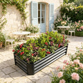 Black Metal Raised Garden Bed 4x2x1ft Rectangle Planters for Flowers And Vegetables