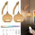 Boho Rechargeable Battery Operated Wall Sconces Set of Two with Remote, Dimmable Wireless Wall Light