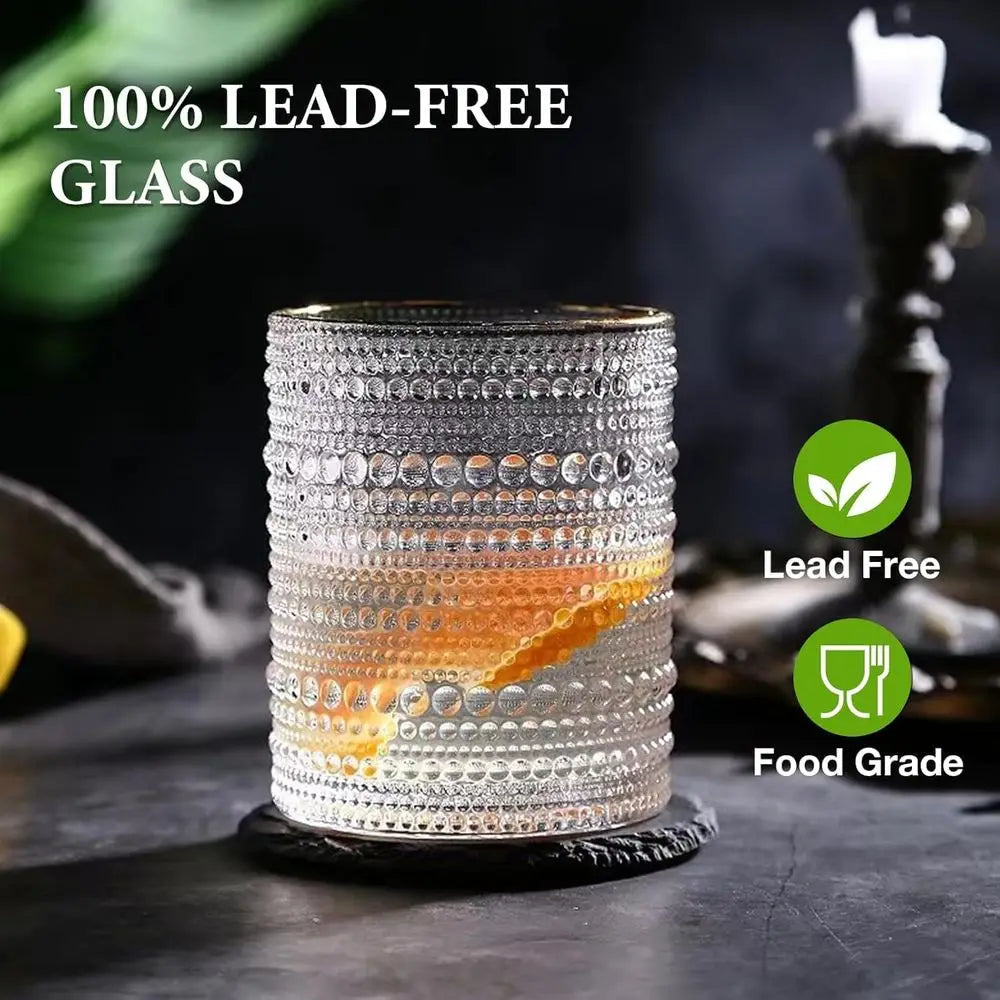 Set of 8 Vintage Hobnail Drinking Glasses: 12 oz Highballs & 10 oz Cocktails, Ideal for Kitchen, Bar, and Everyday Use