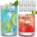 Set of 8 Vintage Hobnail Drinking Glasses: 12 oz Highballs & 10 oz Cocktails, Ideal for Kitchen, Bar, and Everyday Use