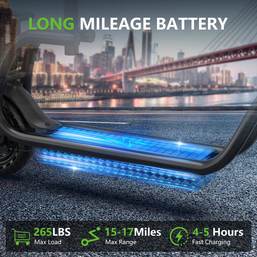 8.5'' Electric Scooter with Seat & Basket 15miles Max Range 19MPH Max LED Lights 265lbs Max Load