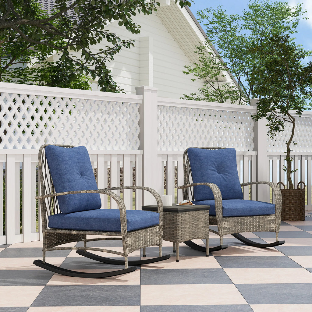 Patio Furniture Set, Rocking Chairs W/ Coffee Table