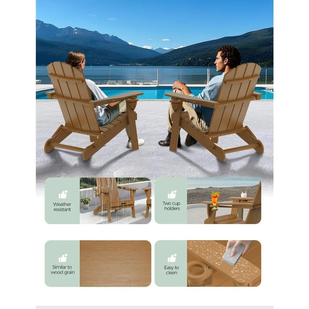 wooden Folding Adirondack Chair Set of 4