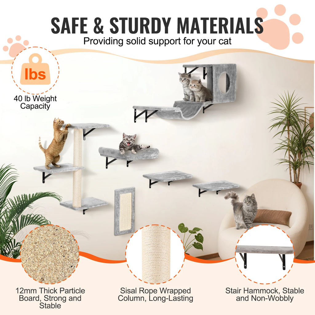 Cat Wall Shelves and Perches with Jumping Boards Cat Tree & Cat Grip