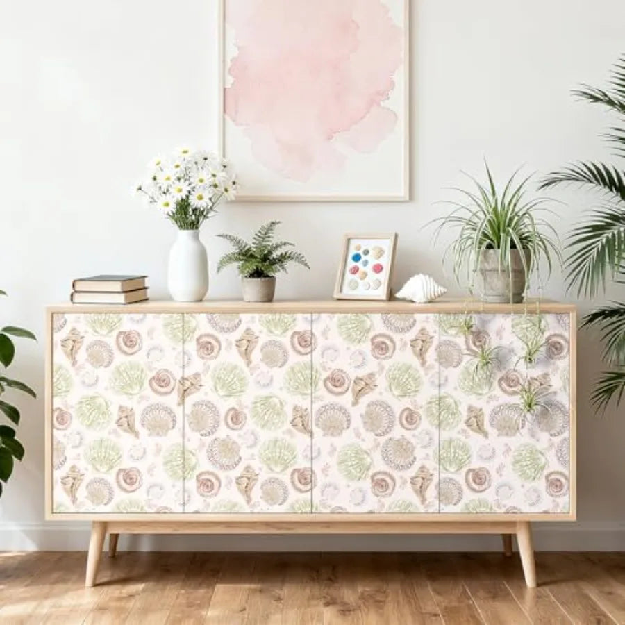 Wallpaper Pastel Sage Light Blush Beachy Contact Paper for Cabinets Drawers